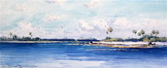 William Alister Macdonald (1861-1948) Tahiti coastal landscape 5 x 12.25in.
